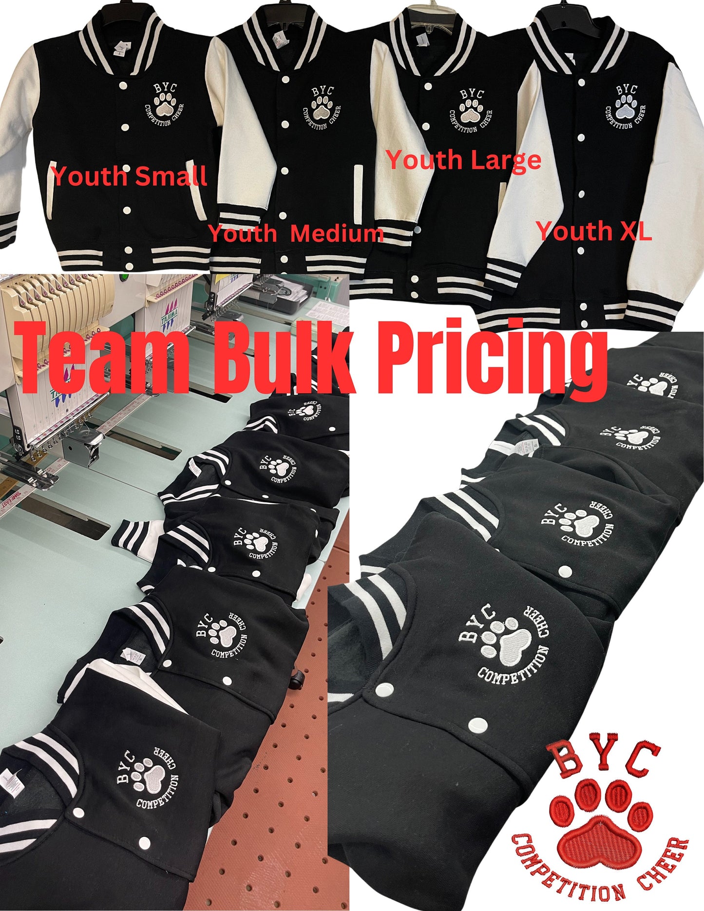 Custom Letterman/Varsity Jacket for Youth and Adult. Personalized Team Name for all Sports Team