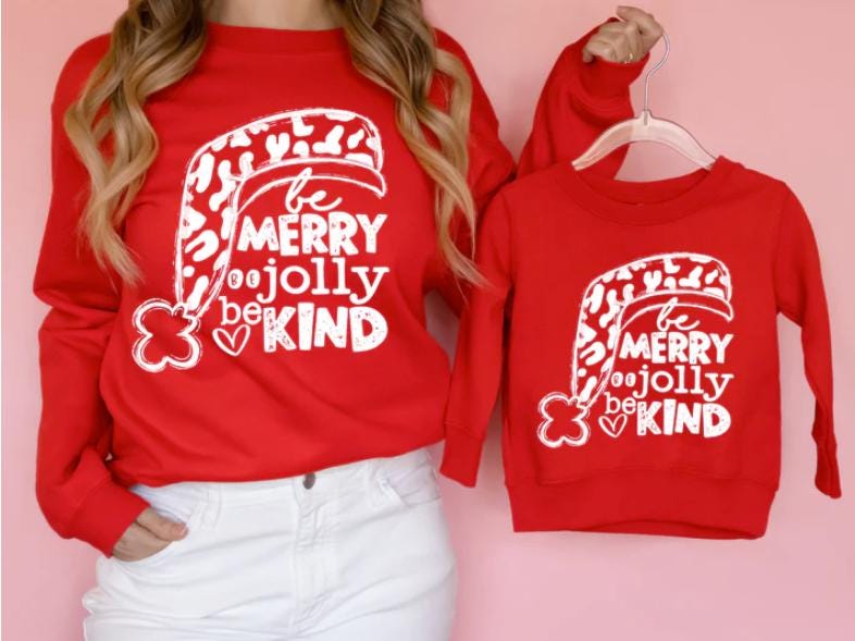 Family Matching Be Kind, Merry, and Jolly T-Shirt/Sweatshirt . Favorite Holiday Shirt Be Kind