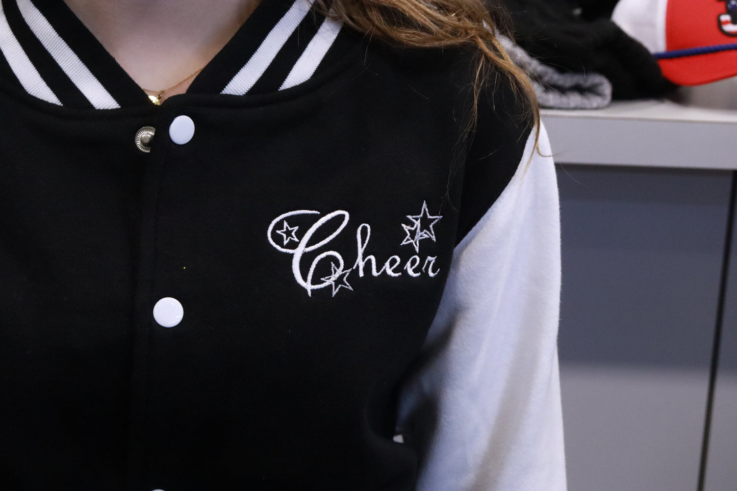 Embroidered Cheer Team Varsity Jacket