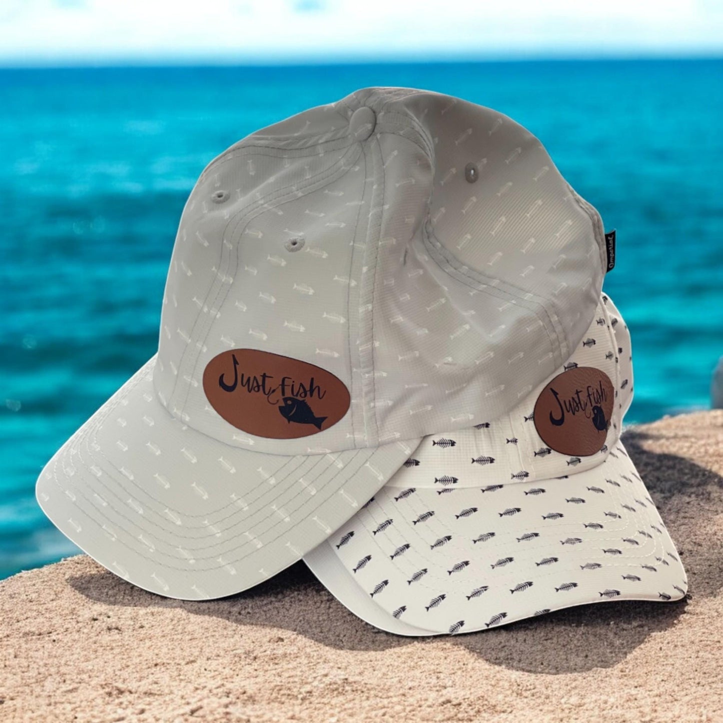 Fishing Hat Just Fish/Leather Patch Imperial Hat Alter Ego Retro Fishing Baseball Cap, Great Gift for Him or Her ,Family & Friends Gift