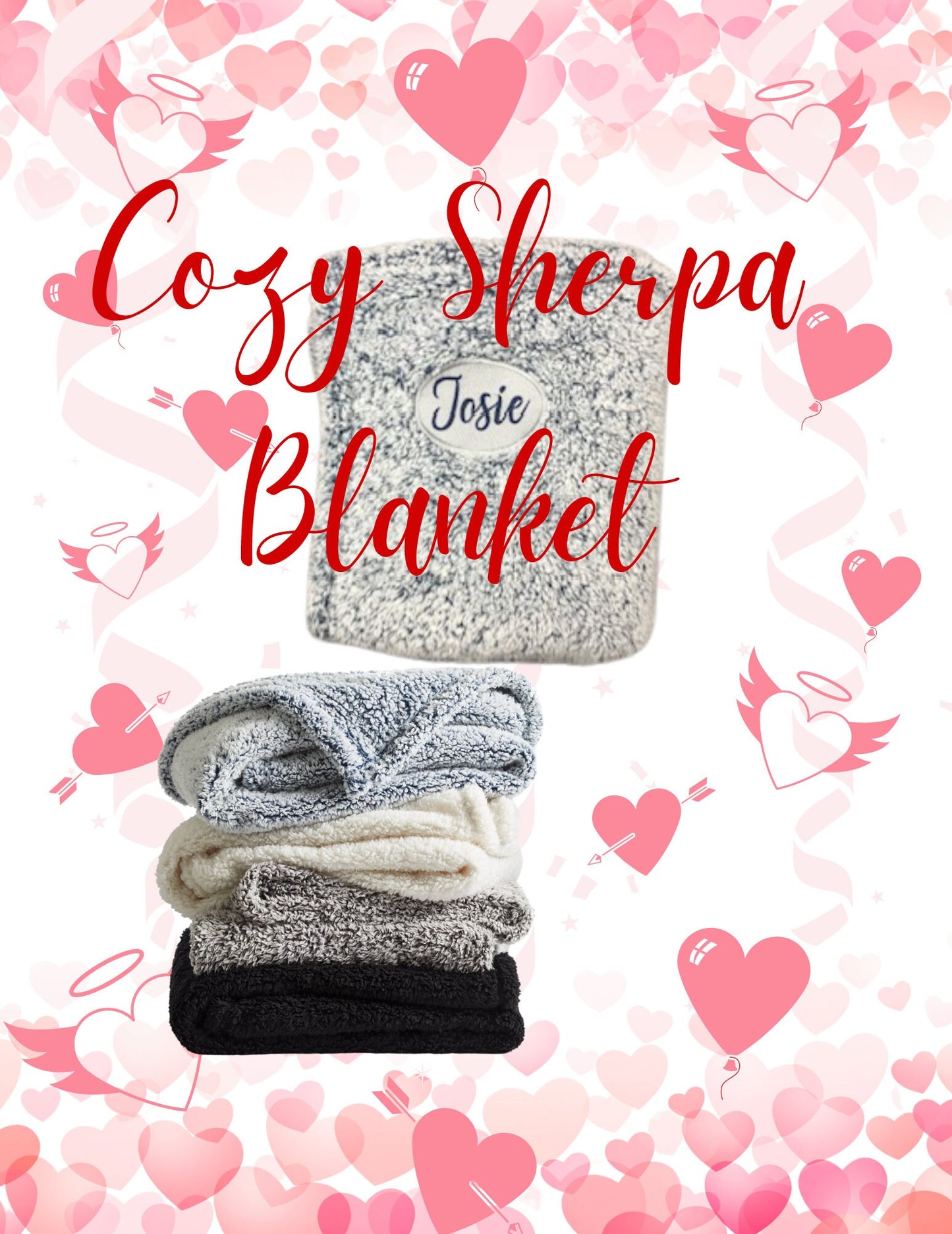 Sherpa Blanket Embroidered Personalized Cozy Super Soft / Great Gift Idea
