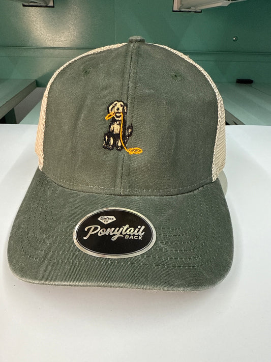 Ladies Vintage Dog Walking Ponytail Hat