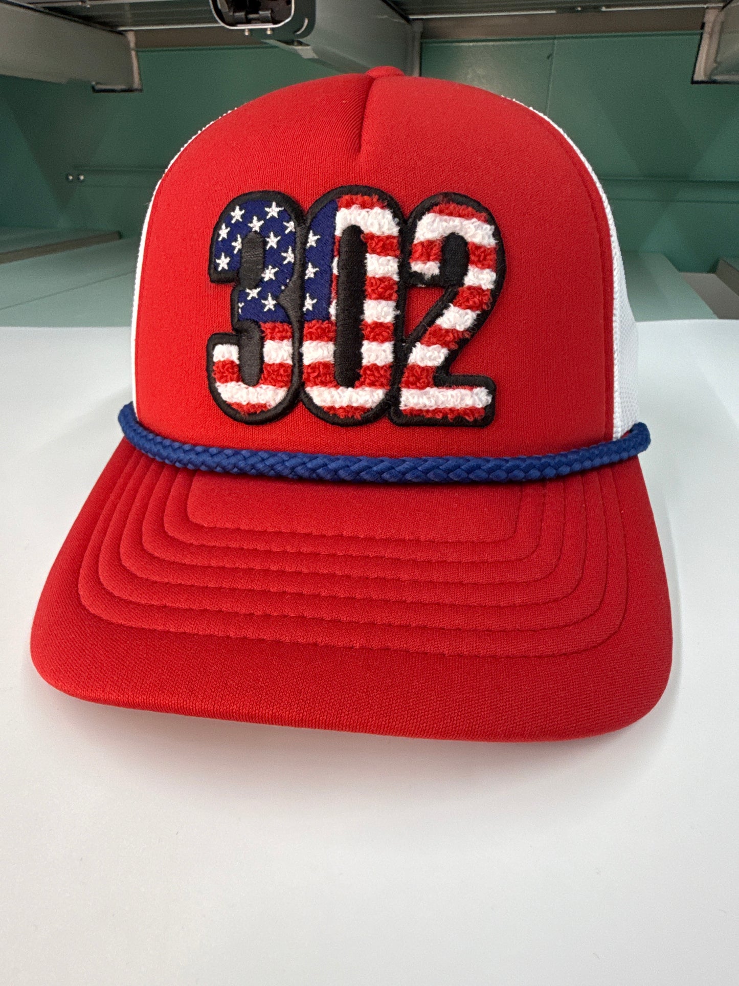 302 Trucker Hat -Delaware Hat, Patriotic 302 Cap, First State Hat, Red White Blue Delaware Hat, 302 Life Hat