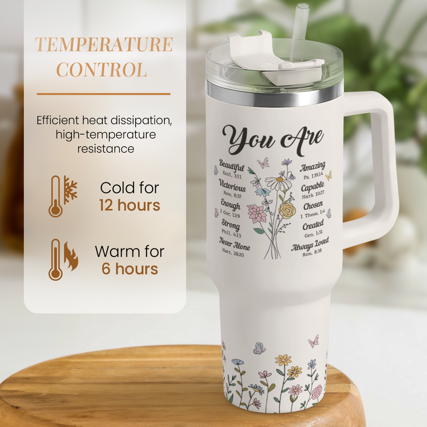 Christian Gifts for Women, Inspiration Gifts Tumbler 40oz Stainless Steel Insulated with Handle and Straw - Mother's Day Birthday Religious Gifts for Mom, Friend, Sister, Grandma