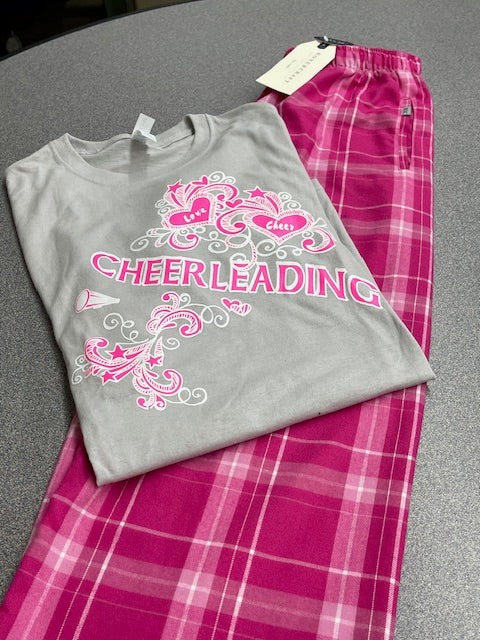 Cheer Pajama Set – Humble When You Stunt & Tumble Tee with Plaid Pants | Cheerleader Gift | Sleep Set | Competition Gift Idea