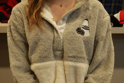 Cheer Patch Embroidered Sherpa Snap Pullover