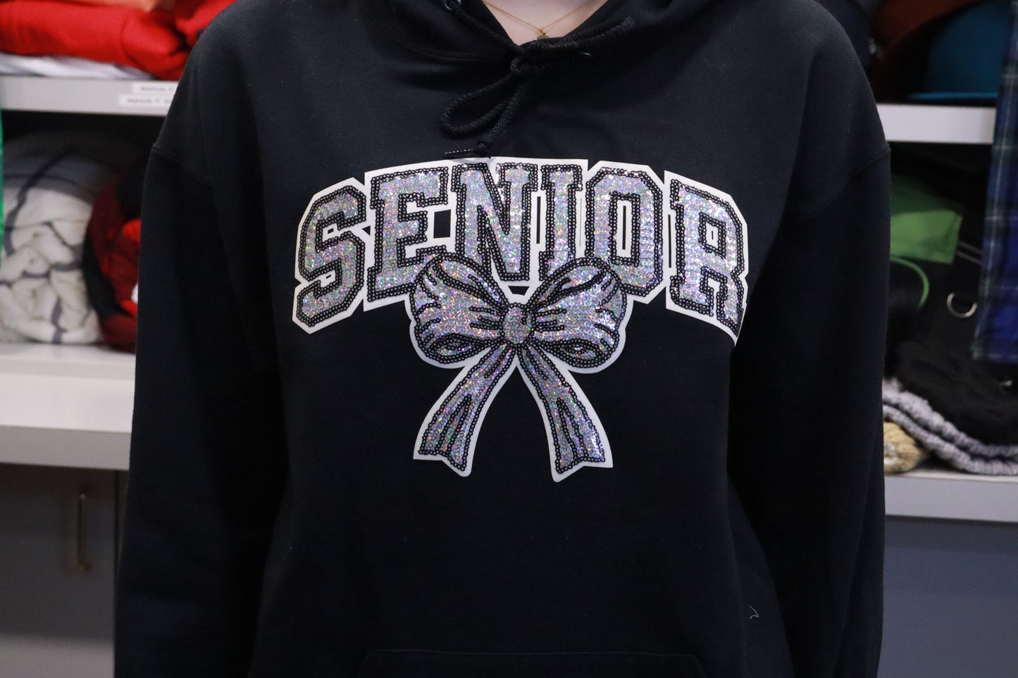 Senior Cheer Glitter Bow Hoodie