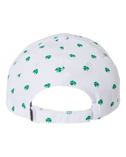 Lucky Shamrock Hat | White Clover Baseball Cap | St. Patrick’s Day Cheer Hat | Green Shamrock Performance Cap