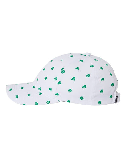 Lucky Shamrock Hat | White Clover Baseball Cap | St. Patrick’s Day Cheer Hat | Green Shamrock Performance Cap