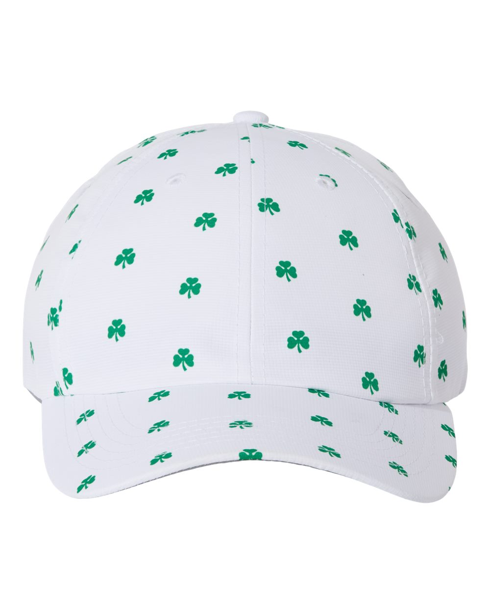 Lucky Shamrock Hat | White Clover Baseball Cap | St. Patrick’s Day Cheer Hat | Green Shamrock Performance Cap