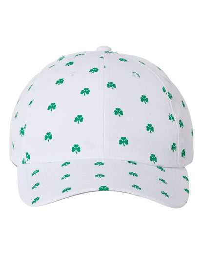 Lucky Shamrock Hat | White Clover Baseball Cap | St. Patrick’s Day Cheer Hat | Green Shamrock Performance Cap