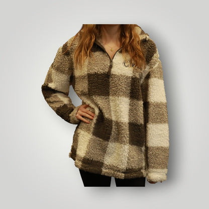 Cheer Embroidered Sherpa Quarter Zip