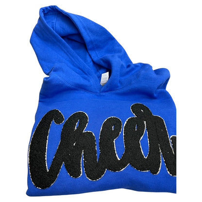 Cheer Chenille Patch Hoodie or Crew – Varsity Game Day Sweatshirt