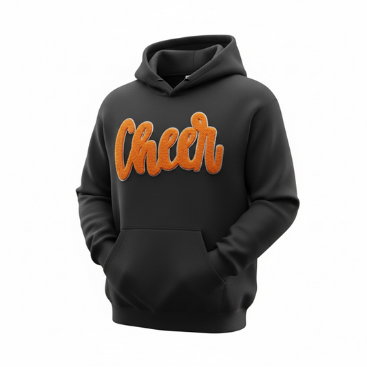 Cheer Chenille Patch Hoodie or Crew – Varsity Game Day Sweatshirt