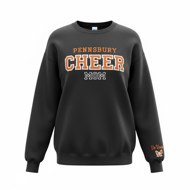 Custom Cheer Mom Sweatshirt – Personalized Cheer Mom, Aunt, Grandma Crewneck – School Cheer Family Spirit Wear