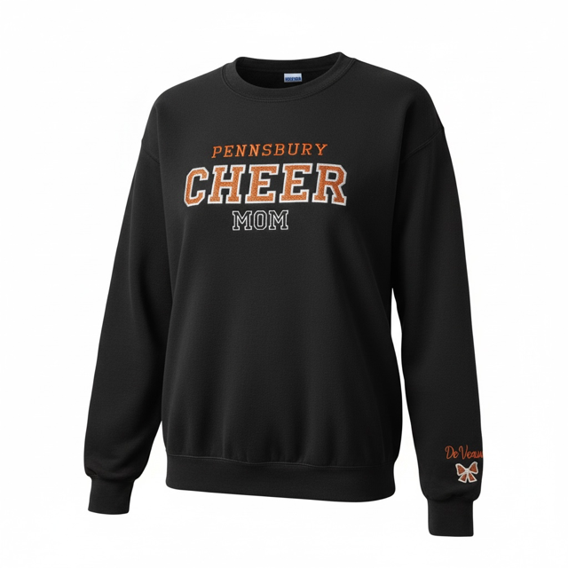 Custom Cheer Mom Sweatshirt – Personalized Cheer Mom, Aunt, Grandma Crewneck – School Cheer Family Spirit Wear