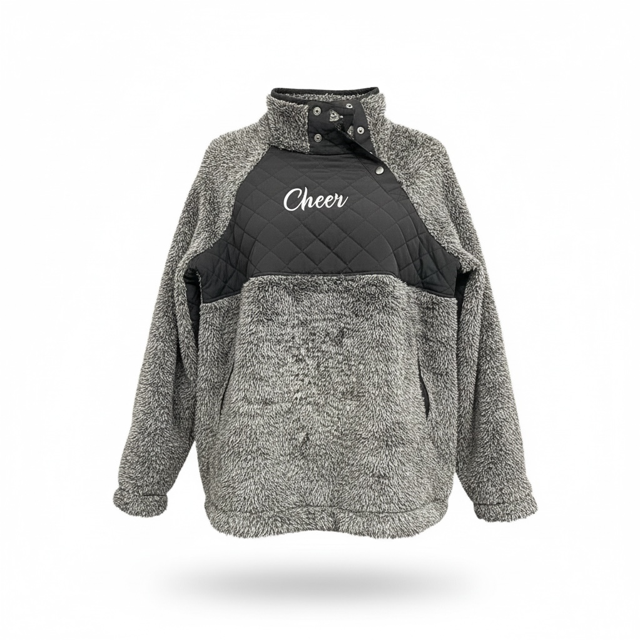 Sherpa Cheer Embroidered Button Fleece