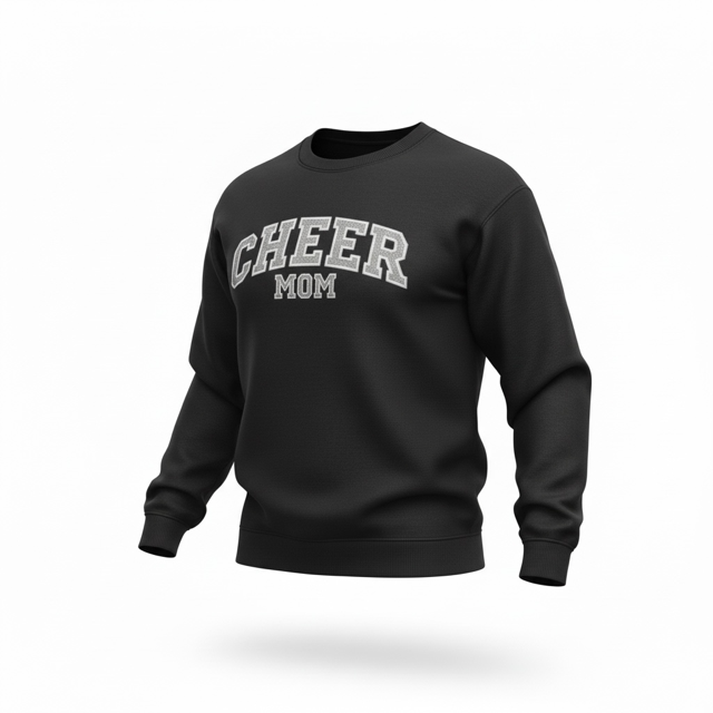 Custom Cheer Mom Sweatshirt – Personalized Cheer Mom, Aunt, Grandma Crewneck – School Cheer Family Spirit Wear