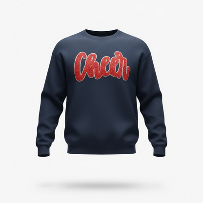 Cheer Chenille Patch Hoodie or Crew – Varsity Game Day Sweatshirt