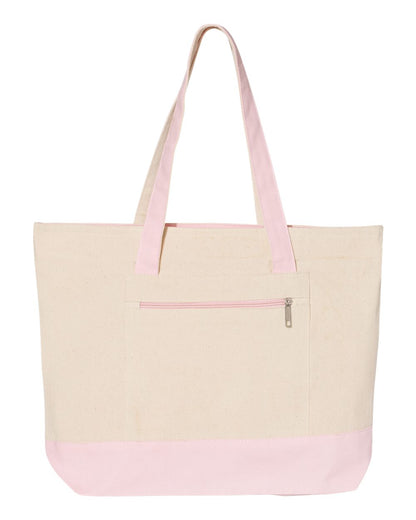 Personalized Two-Tone Embroidered Tote Bag | Monogram Canvas Carryall