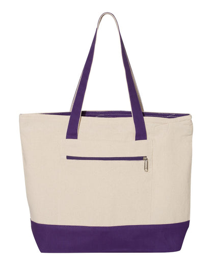 Personalized Two-Tone Embroidered Tote Bag | Monogram Canvas Carryall