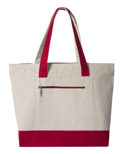 Personalized Two-Tone Embroidered Tote Bag | Monogram Canvas Carryall