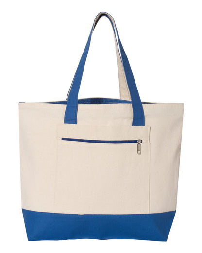 Personalized Two-Tone Embroidered Tote Bag | Monogram Canvas Carryall