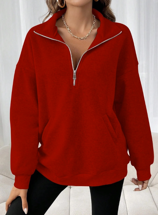 Cozy Half Zip Pullover – Oversized Quarter Zip Sweatshirt