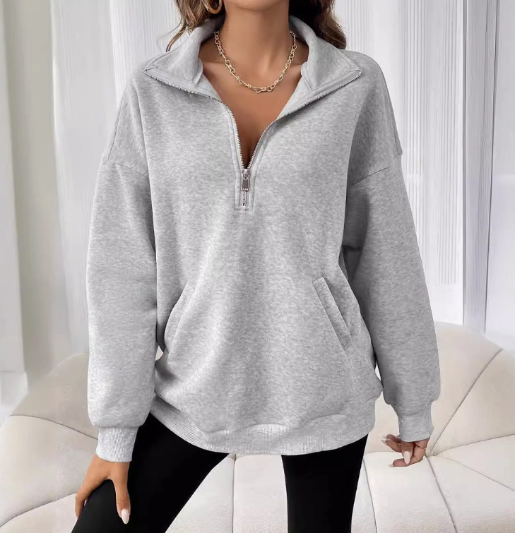 Cozy Half Zip Pullover – Oversized Quarter Zip Sweatshirt