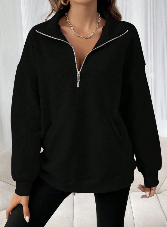 Cozy Half Zip Pullover – Oversized Quarter Zip Sweatshirt