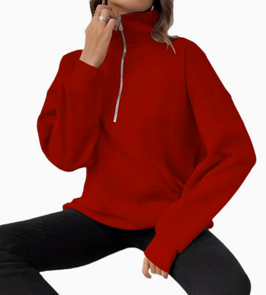 Cozy Half Zip Pullover – Oversized Quarter Zip Sweatshirt
