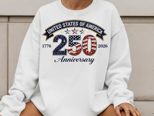USA 250 Anniversary Sweatshirt | America 1776–2026 Patriotic Crewneck | United States 250 Years