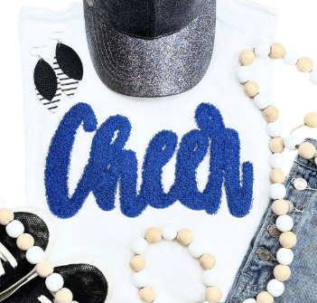 Cheer Chenille Patch Hoodie or Crew – Varsity Game Day Sweatshirt