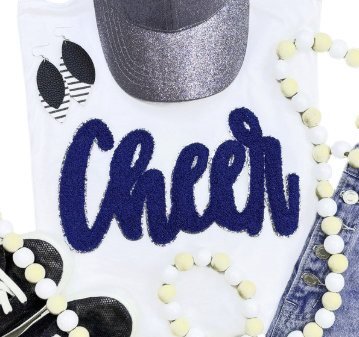 Cheer Chenille Patch Hoodie or Crew – Varsity Game Day Sweatshirt