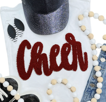 Cheer Chenille Patch Hoodie or Crew – Varsity Game Day Sweatshirt