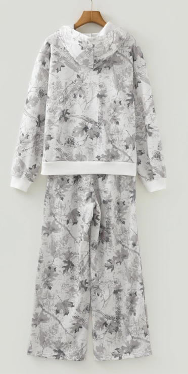 Neutral Camo Lounge Set – Cozy Hoodie & Wide Leg Sweatpants Set