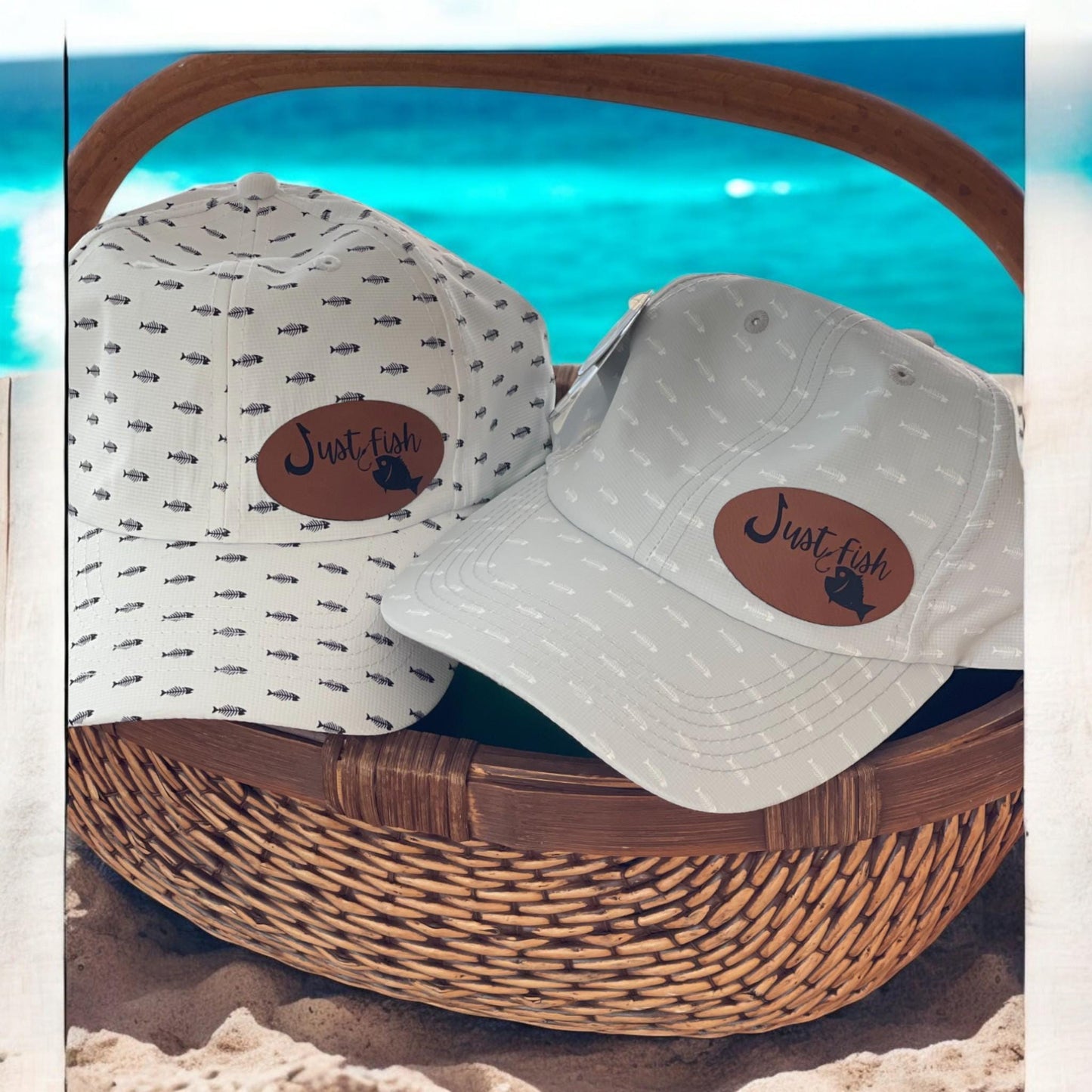 Fishing Hat Just Fish/Leather Patch Imperial Hat Alter Ego Retro Fishing Baseball Cap, Great Gift for Him or Her ,Family & Friends Gift