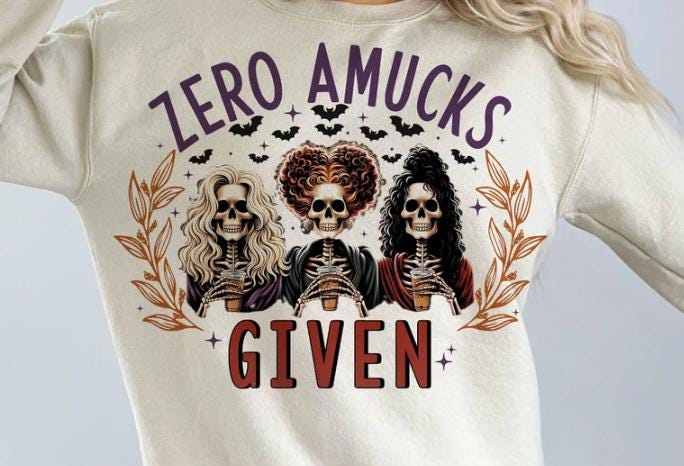 Zero Amucks Given, Retro halloween, Halloween , Halloween designs, Witch , Spooky girl Crewneck Sweatshirt