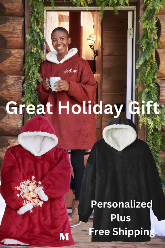 Personalized Wearable Sherpa Blanket Oversized with Pockets