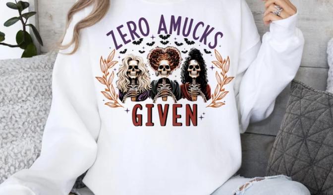 Zero Amucks Given, Retro halloween, Halloween , Halloween designs, Witch , Spooky girl Crewneck Sweatshirt