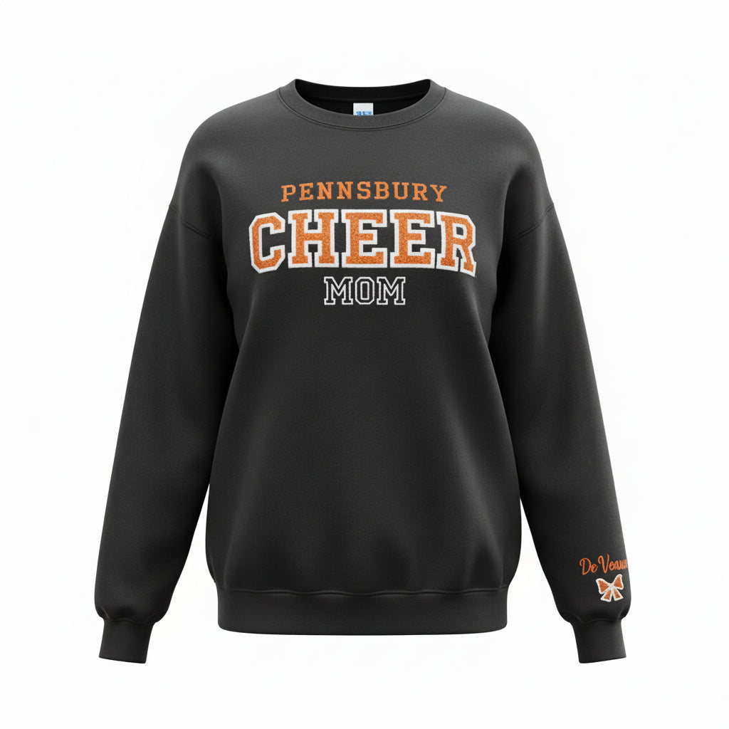 Custom Cheer Mom Sweatshirt – Personalized Cheer Mom, Aunt, Grandma Crewneck – School Cheer Family Spirit Wear