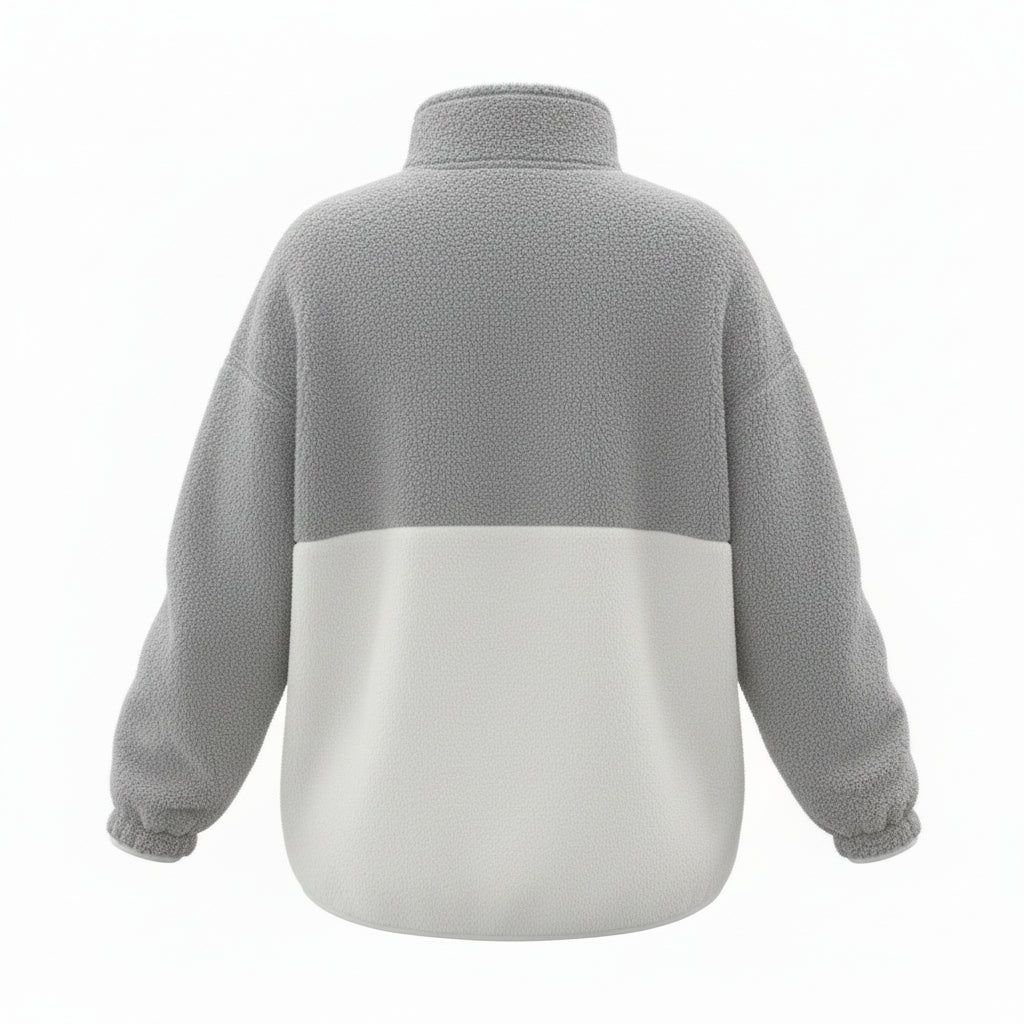 Two-Tone Cheer Embroidered Sherpa Button  Fleece