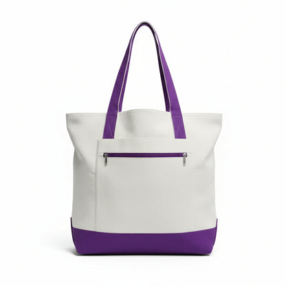 Personalized Two-Tone Embroidered Tote Bag | Monogram Canvas Carryall