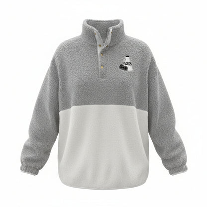 Two-Tone Cheer Embroidered Sherpa Button  Fleece