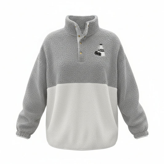 Two-Tone Cheer Embroidered Sherpa Button  Fleece