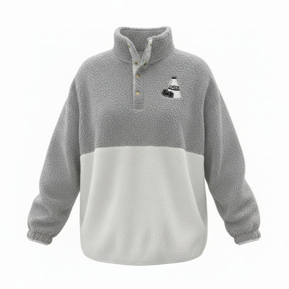Two-Tone Cheer Embroidered Sherpa Button  Fleece
