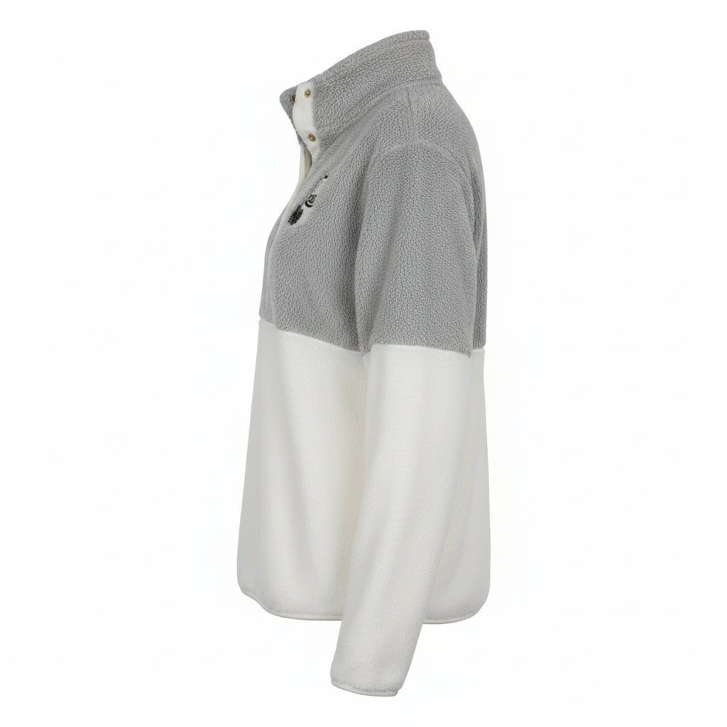 Two-Tone Cheer Embroidered Sherpa Button  Fleece