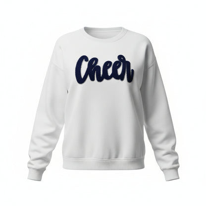 Cheer Chenille Patch Hoodie or Crew – Varsity Game Day Sweatshirt