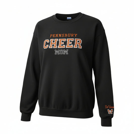 Custom Cheer Mom Sweatshirt – Personalized Cheer Mom, Aunt, Grandma Crewneck – School Cheer Family Spirit Wear