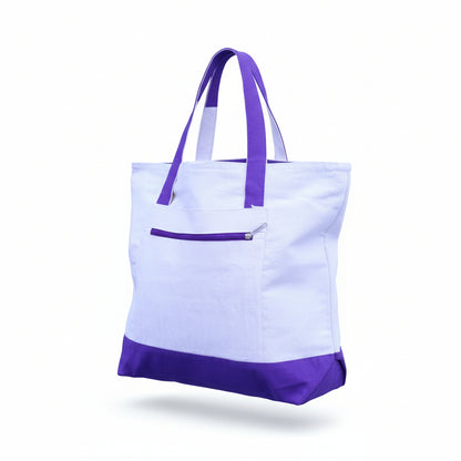 Personalized Two-Tone Embroidered Tote Bag | Monogram Canvas Carryall